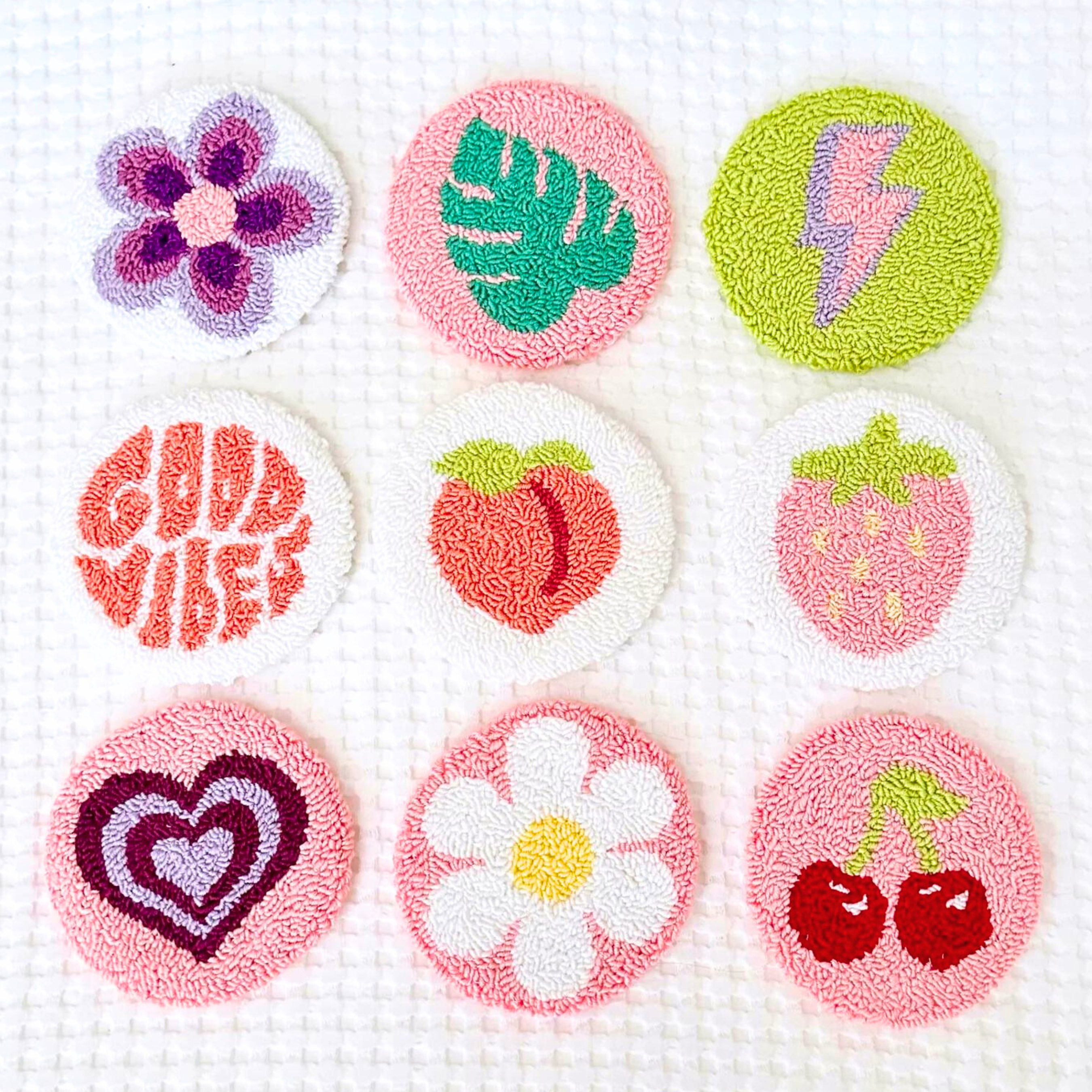 Punch Needle Mug Rug Coasters